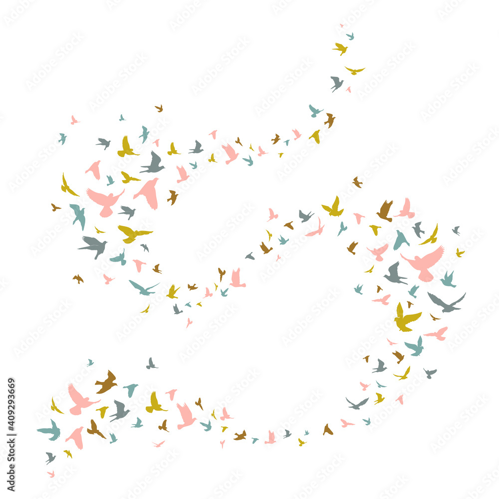 Flying birds silhouette illustration. Vector background