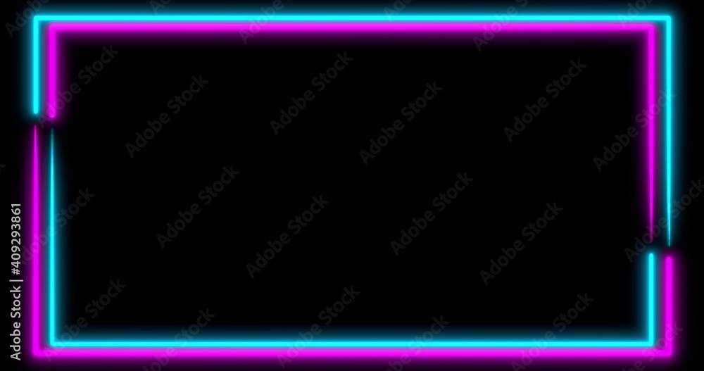 Neon background with LED frame screens. Fluorescent abstract blue, purple color. . 3D illustration
