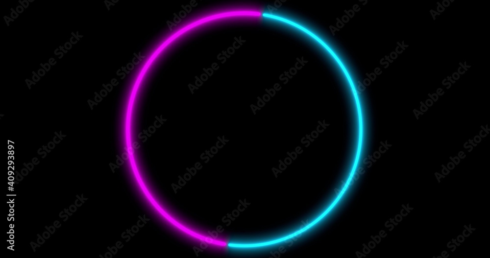 Neon Circle background with LED frame screens. Fluorescent abstract blue, purple color. . 3D illustration Neon Circle background with LED frame screens. Fluorescent abstract blue, purple color. . 3D illustration