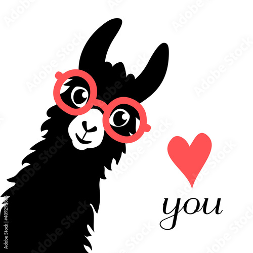 Llama Alpaca, Valentine's Day card stock illustration. Abstract, Albino, Animal, Animal Hair, Animal Wildlife