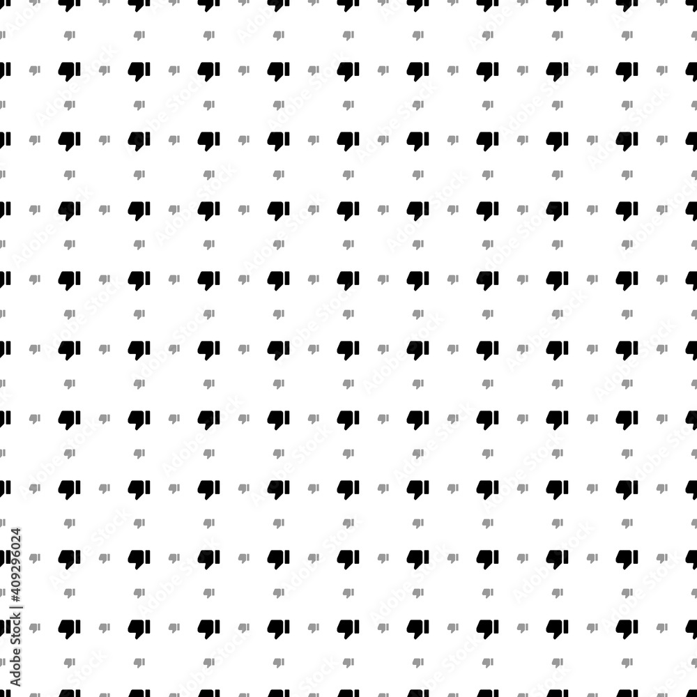 Square seamless background pattern from geometric shapes are different sizes and opacity. The pattern is evenly filled with black thumb down symbols. Vector illustration on white background