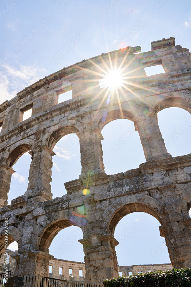Ancient Roman amphitheater arena ruins in Pula, Croatia. Ancient Roman amphitheater arena ruins in Pula, Croatia.