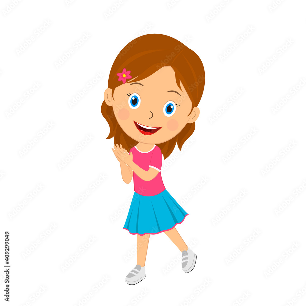 cute cartoon girl clap her hands cute cartoon girl clap her hands