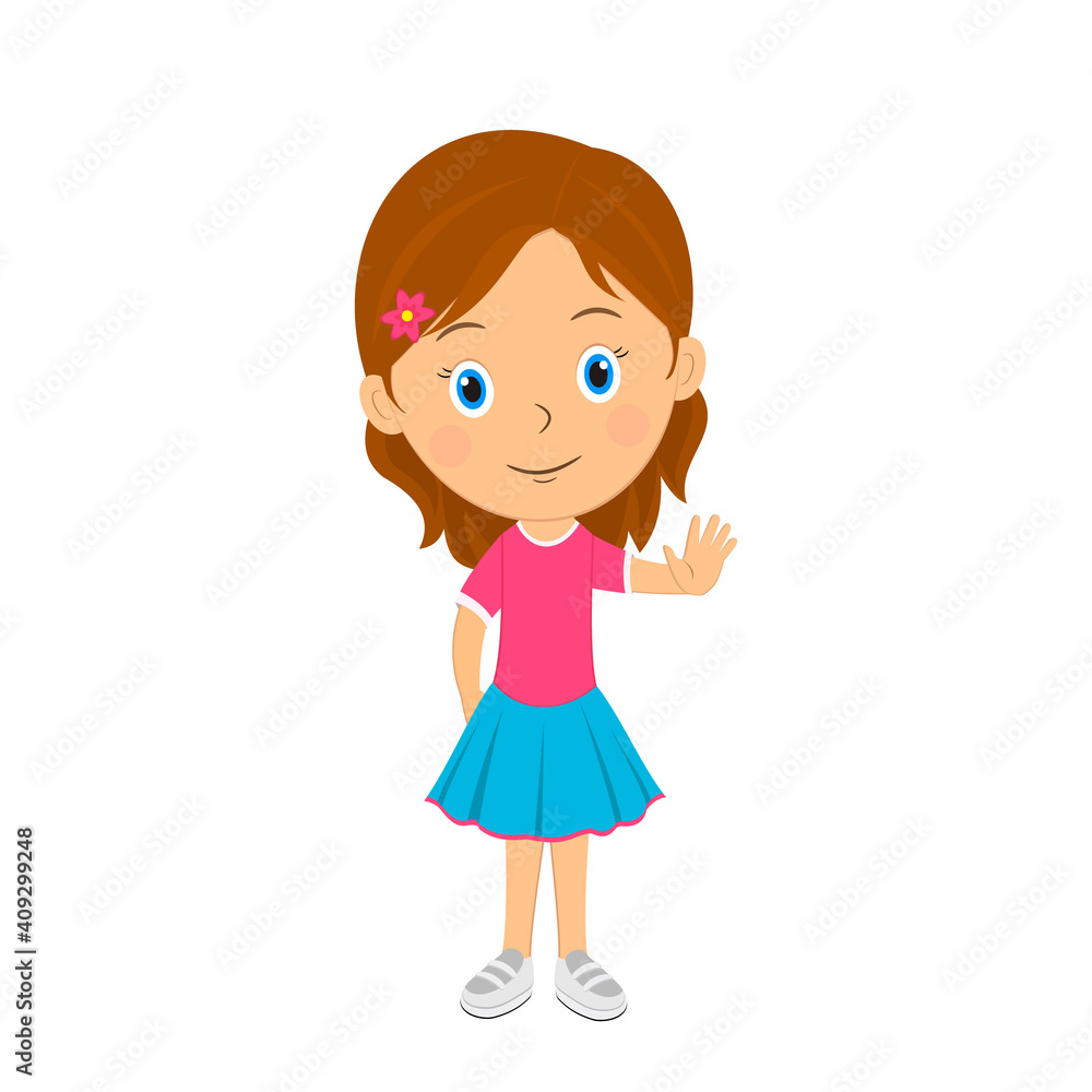 cute cartoon girl shows stop mark cute cartoon girl shows stop mark