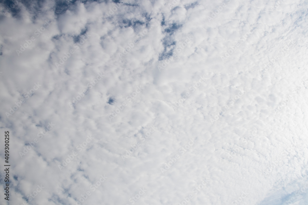 Blanket of textured white clouds with a few hints of blue showing through Blanket of textured white clouds with a few hints of blue showing through