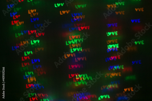 word love, letter neon lights, bokeh