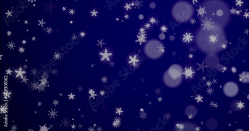 Christmas background with snowflakes - falling snow on a blue background 3D rendering 3D illustration