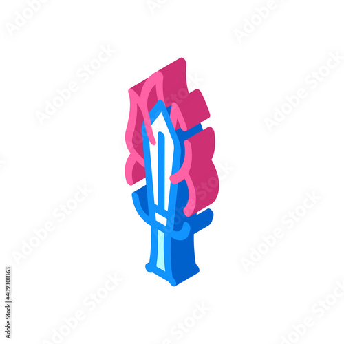 burning sword isometric icon vector illustration color