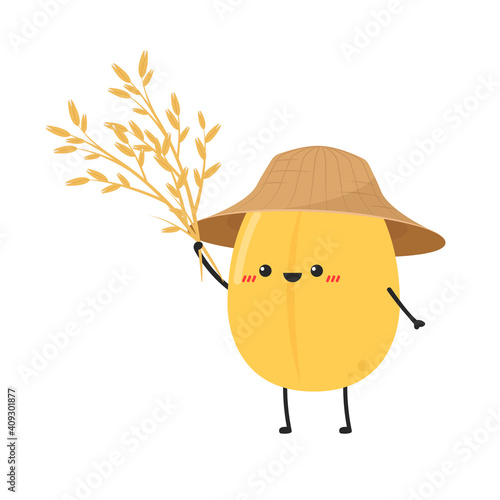 Rice character design. rice vector on white background. rice seed.