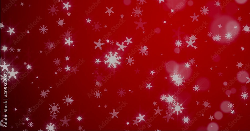 Christmas background with snowflakes - falling snow on a blue background 3D rendering 3D illustration