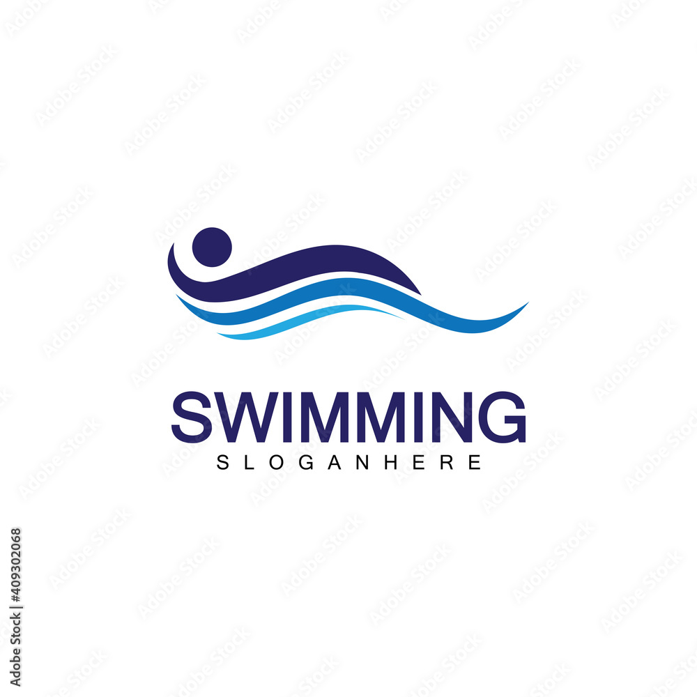 Swimming logo vector illustration design.Swimming Club. Swimmer logo design template