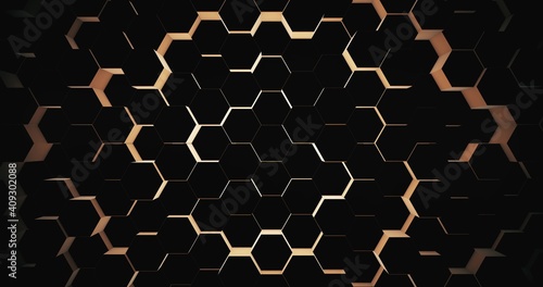 Abstract geometric black hexagone background. 3D rendering. 3D illustration photo