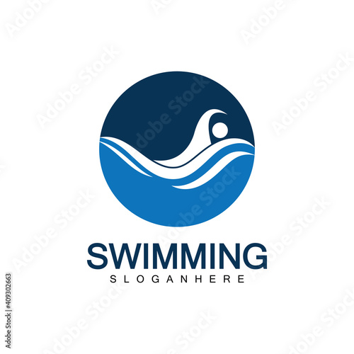 Swimming logo vector illustration design.Swimming Club. Swimmer logo design template