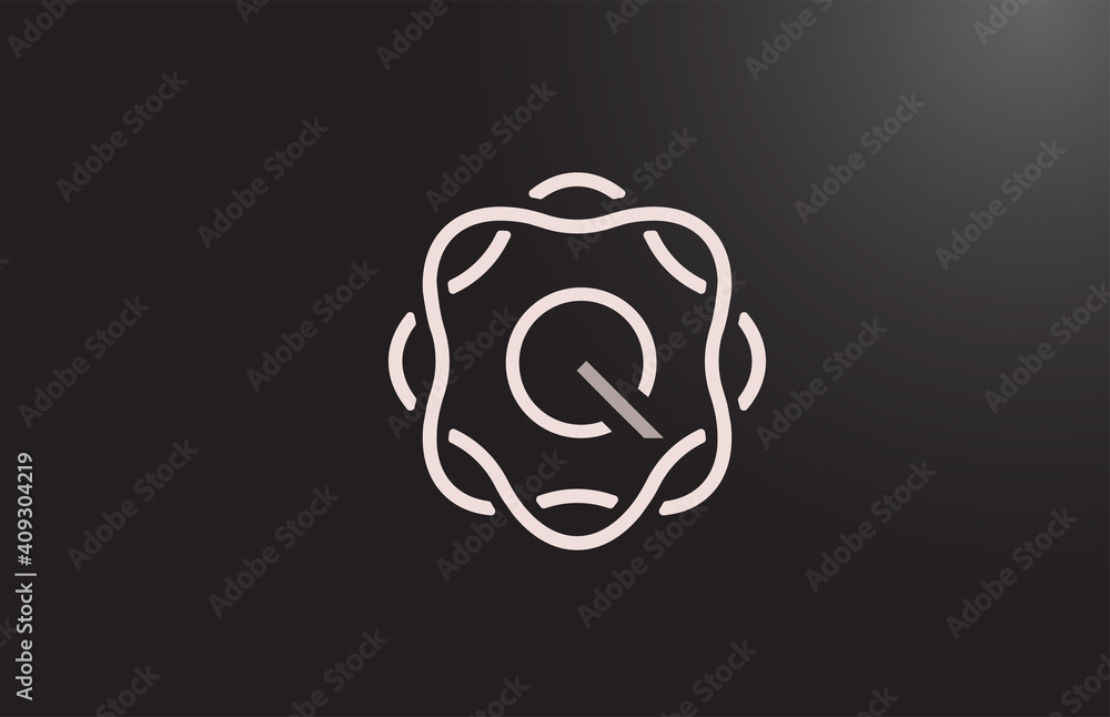 Q alphabet letter logo for business and company in black and white. Branding for corporate identity with floral monogram pattern. Creative lettering icon for design Q alphabet letter logo for business and company in black and white. Branding for corporate identity with floral monogram pattern. Creative lettering icon for design
