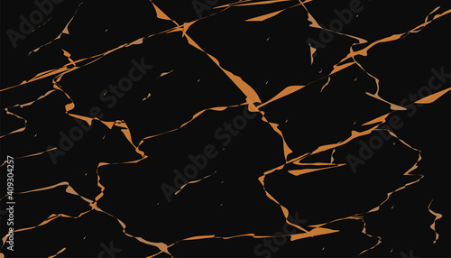 Abstract background, golden marble ink texture on dark grey.