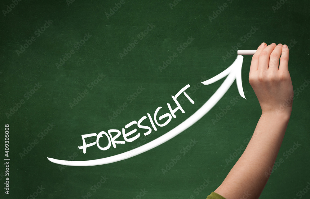 custom made wallpaper toronto digitalHand drawing FORESIGHT inscription with white chalk on blackboard, business concept
