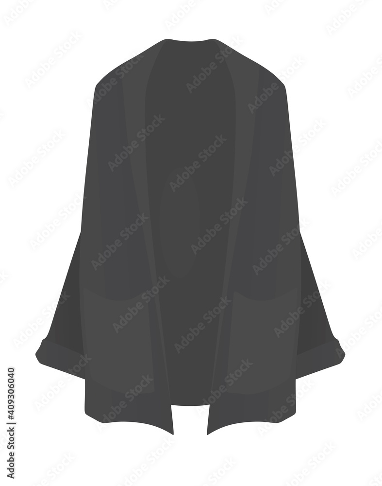 Woman grey cardigan. vector illustration