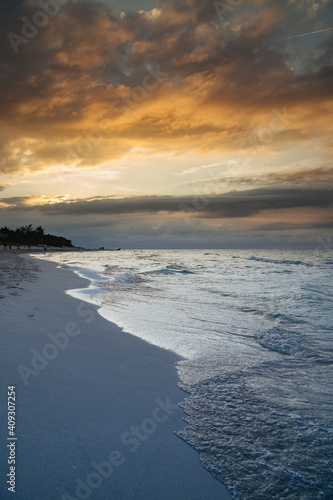 sunset on the beach. Sea in Cuba. Beach in Latin America 