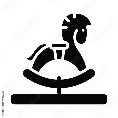 Horse toy icon on the white background. Vector illustration.