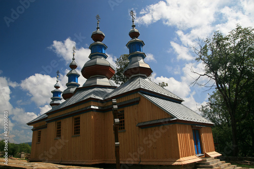 Traditional wooden church in Komancza village, Bieszczady Mountains, Poland