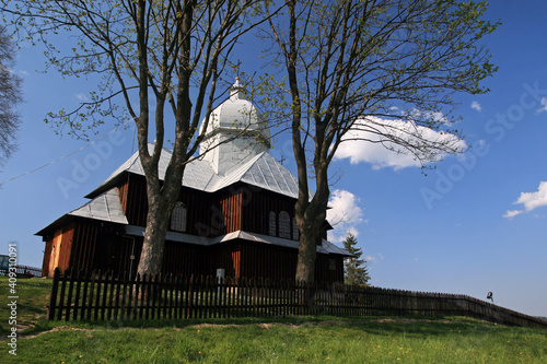 Old wooden orthodox church in Hoszowczyk, Bieszczady Mountains, Poland