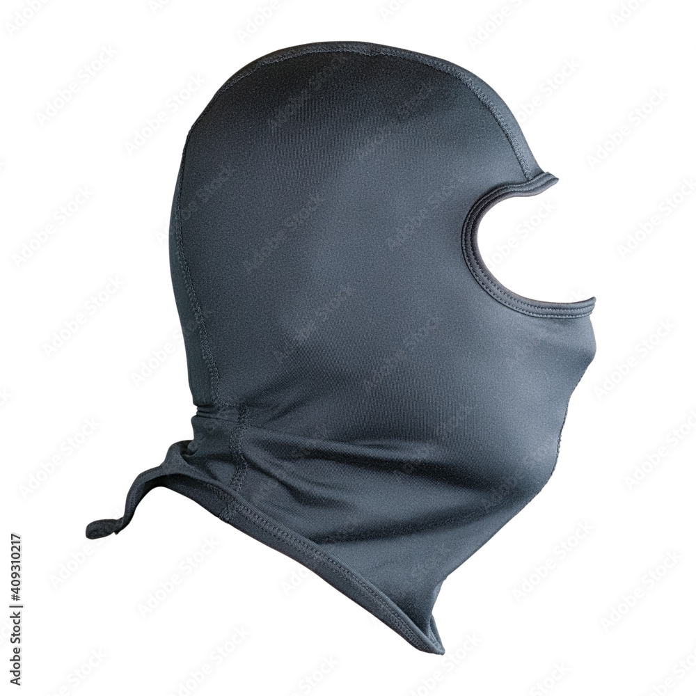 Black balaclava side view isolated with clipping path