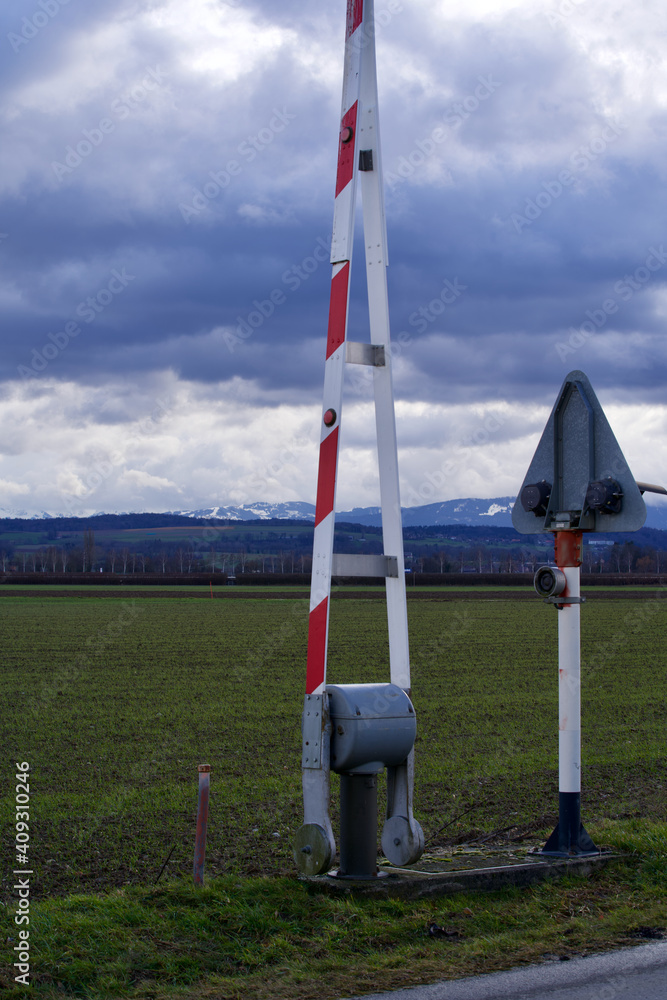 Barrier at military airport Payerne, Switzerland. Barrier at military airport Payerne, Switzerland.