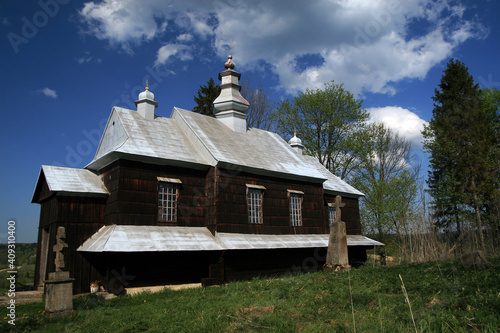 Church of Saint Nicholas in Jalowe village - wooden church in Bieszczady Mountains, Poland