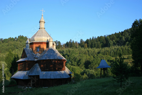 Church of Saint Nicholas in Hoszow village - wooden church in Bieszczady Mountains, Poland