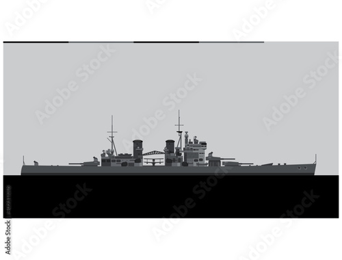 HMS KING GEORGE V 1940. Royal Navy battleship. Vector image for illustrations and infographics. photo