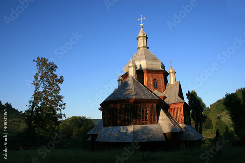 Church of Saint Nicholas in Hoszow village - wooden church in Bieszczady Mountains, Poland