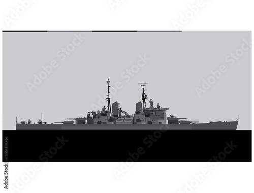 HMS VANGUARD 1946. Royal Navy battleship. Vector image for illustrations and infographics.