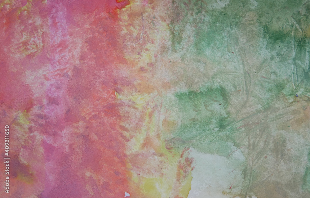 Pink and green abstract watercolor background texture