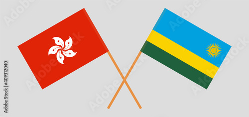 Crossed flags of Hong Kong and Rwanda