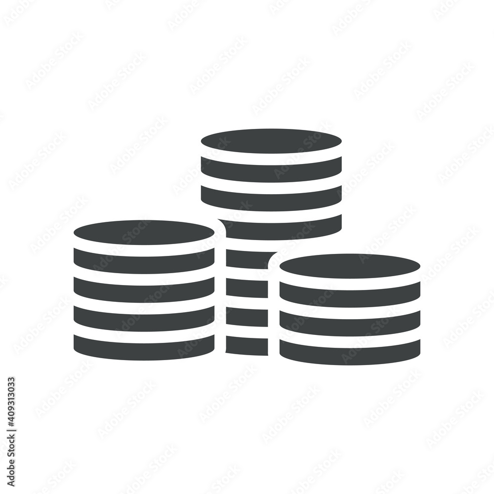 Coin stack icon. Money dollar symbol. Busines pay concept. Vector isolated on white Coin stack icon. Money dollar symbol. Busines pay concept. Vector isolated on white