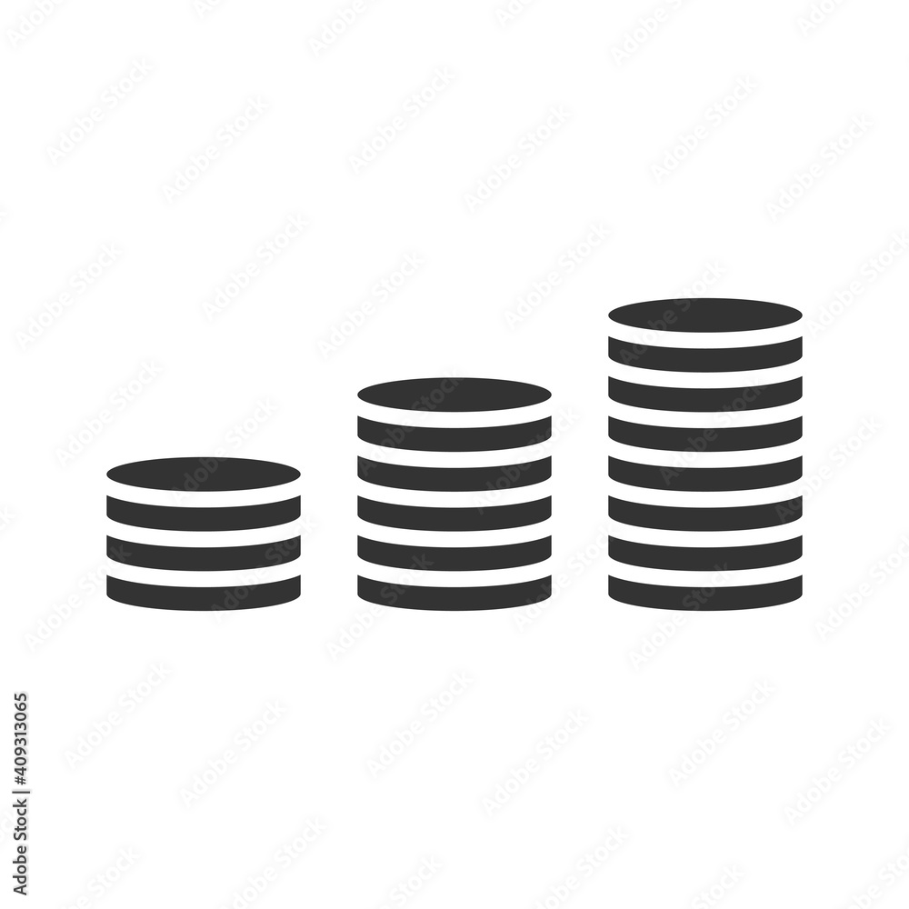 Coin stack icon. Money dollar symbol. Busines pay concept. Vector isolated on white Coin stack icon. Money dollar symbol. Busines pay concept. Vector isolated on white