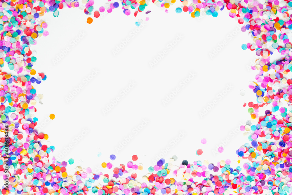 color frame, confetti, confetti on a white background, confetti frame