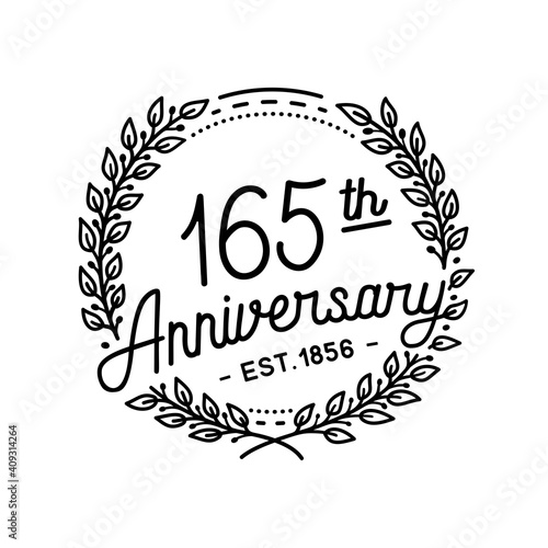 165 years anniversary celebrations design template. 165th logo. Vector and illustrations.