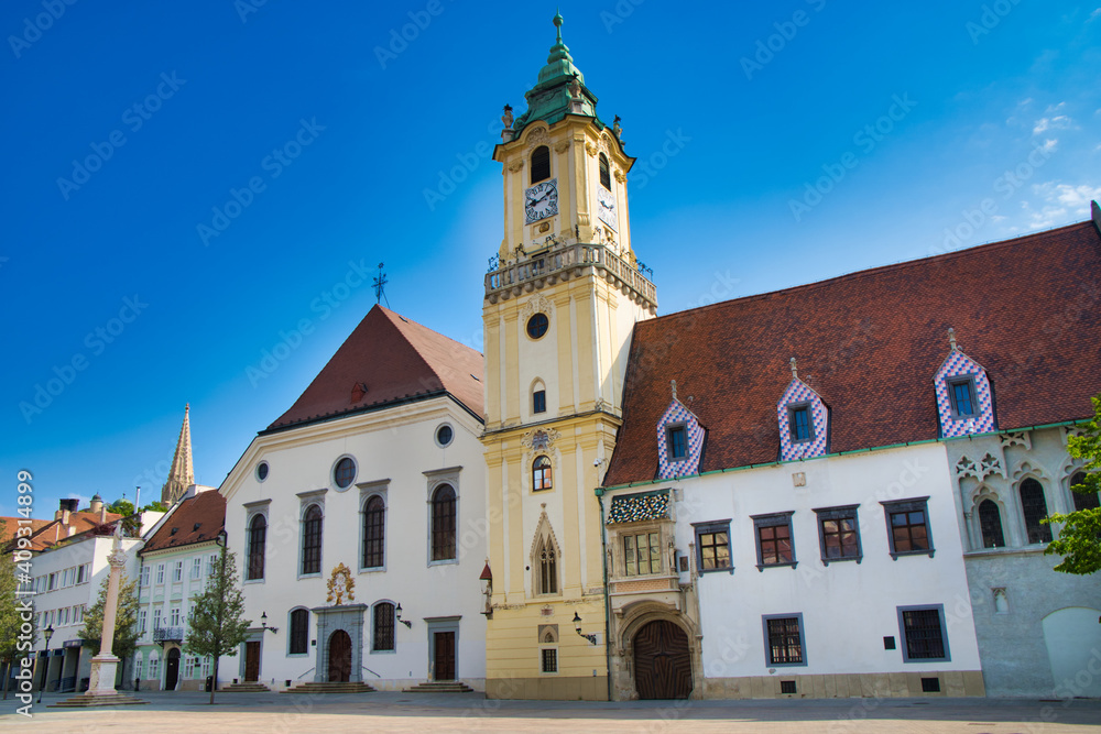 Old townhall in Bratislava is one of the most important attractions in Bratislava downtown