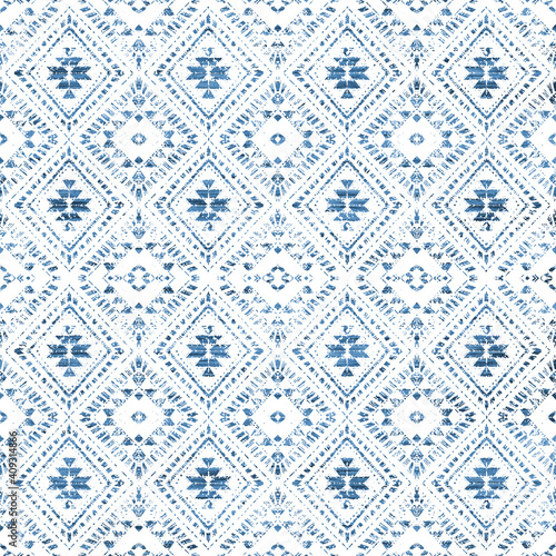 Geometric kilim ikat pattern with grunge texture 