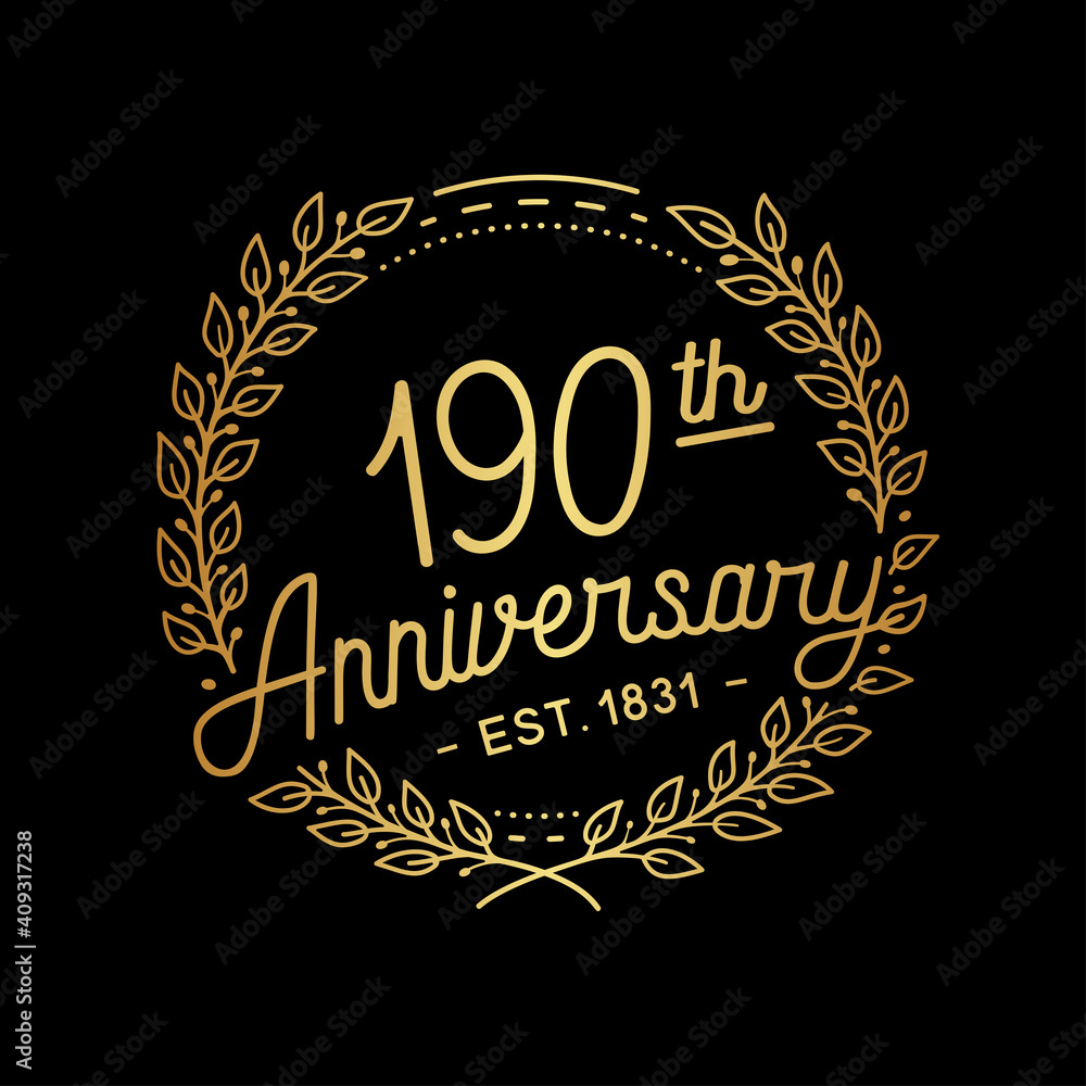 Obraz premium 190 years anniversary celebrations design template. 190th logo. Vector and illustrations.