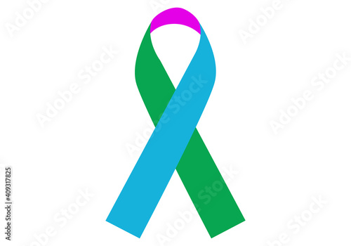Lazo azul, verde y rosa por las enfermedades raras.
