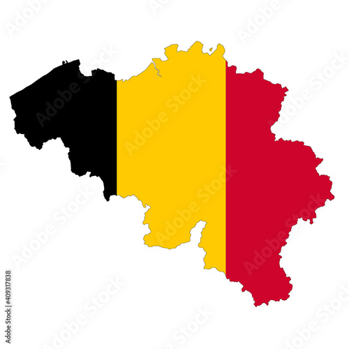 Belgium map on white background with clipping path