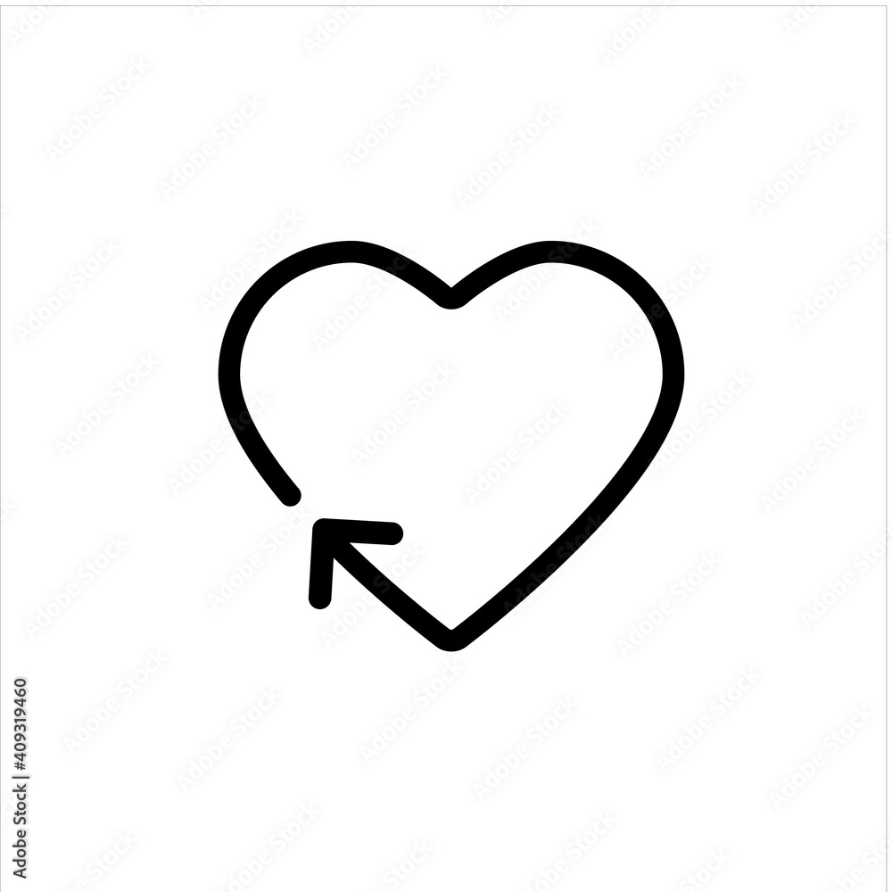 Heart with arrow vector illustration, line style icon editable outline. Heart with arrow vector illustration, line style icon editable outline.