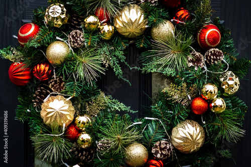 Details of a Green Christmas Wreath