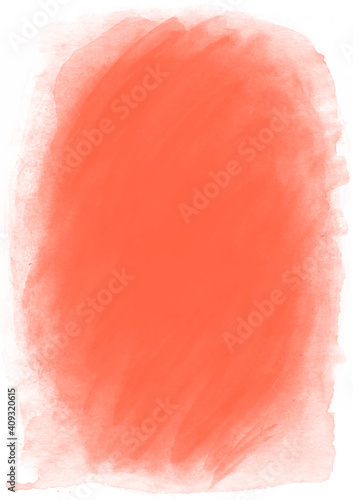 Scarlett watercolor oval vertical textured background. Created with real brush strokes. Vector.