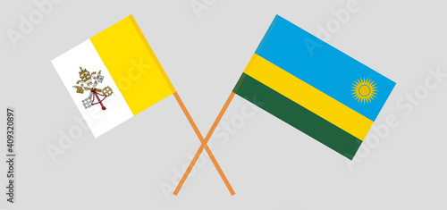 Crossed flags of Vatican and Rwanda
