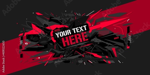 Dark Black And Red Abstract Graffiti Style Banner Vector Illustration Art Template
