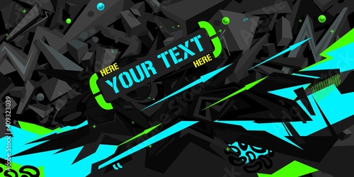 Cyberpunk Dark Black And Neon Abstract Graffiti Style Background Vector Illustration Art