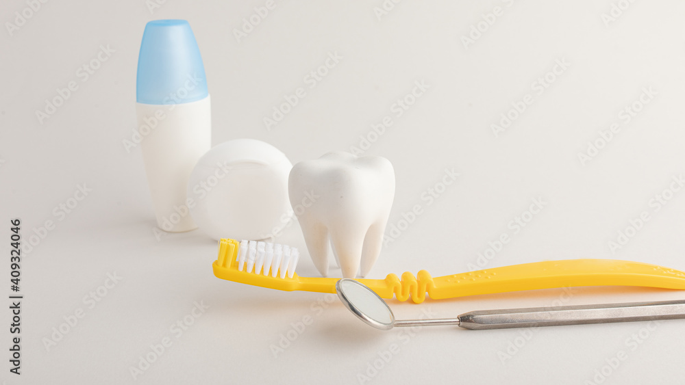 Set of different tools for dental care Set of different tools for dental care